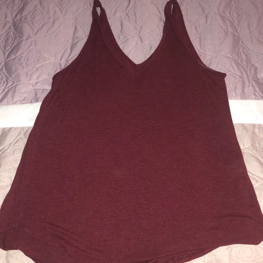 Burgundy v neck tank